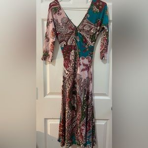 Just Cavalli Vintage Printed Mid Dress - Size 40, Made in Italy